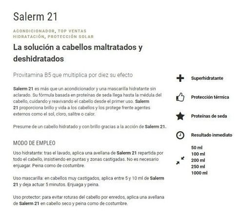 Imagen 4 de 7 de Salerm 21 B5 Silk Protein Tratamiento Super Hidratante 1kg