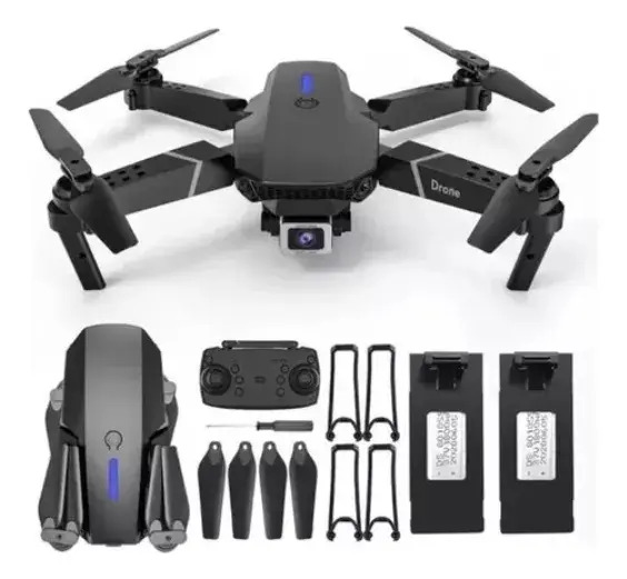 Mini Drone E88 Pro Com Câmera Dupla Wifi Com Case 2 Baterias + SCORELL Mini Controle Remoto Drone... 2