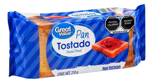 5 Pza Pan Tostado Great Value 210 G