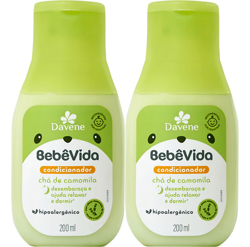 2un Condicionador Bebe Vida Cha De Camomila 200ml Davene