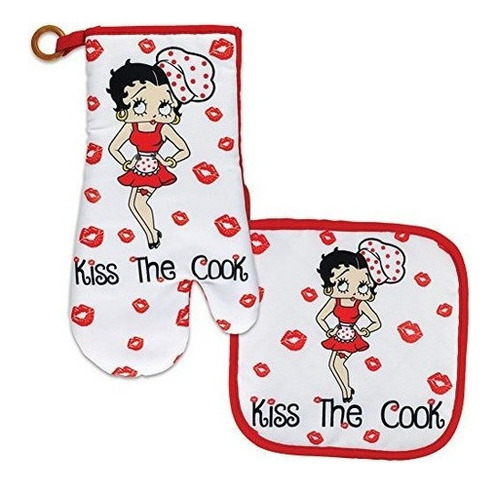 Betty Boop Oven Mitt Y Pot Holder Set Kiss The Cook