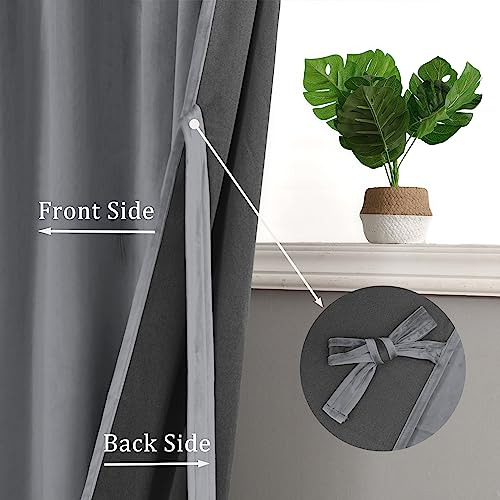 Cortinas De Terciopelo Gris Hiasan De 96 Pulgadas - Cortinas