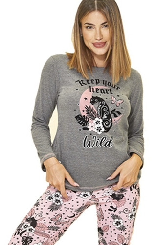 Pijama Mujer Invierno Dos Piezas So Wild Heart So Pink 11620