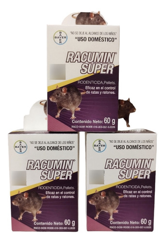 Veneno Para Matar Ratas Ratones Bayer Racumin Super 60gr 3pz