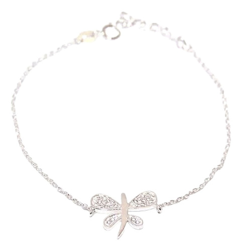 Pulsera Plata 925 Dije Mariposa Con Cubic 18cm Diámetro 2 Cm Largo 18 Cm