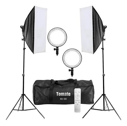Kit Iluminador Softbox Led 126 Recarregável De Luz Contínua Estrutura Preto Luz Branco-frio 127/220v