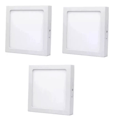 Pack 3 Focos Led Panel Plafon Sobrepuesto Cuadrado 24w 220v