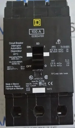 Interruptor Termomagnetico Square D Edb34100 3x100a