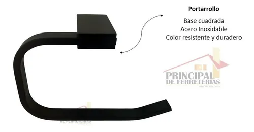 Set De Accesorios Para Baño En Color Negro Cuadrados