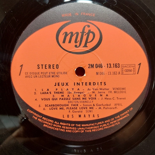 Vinil Lp Jeux Interdits Los Mayas Importado Francês