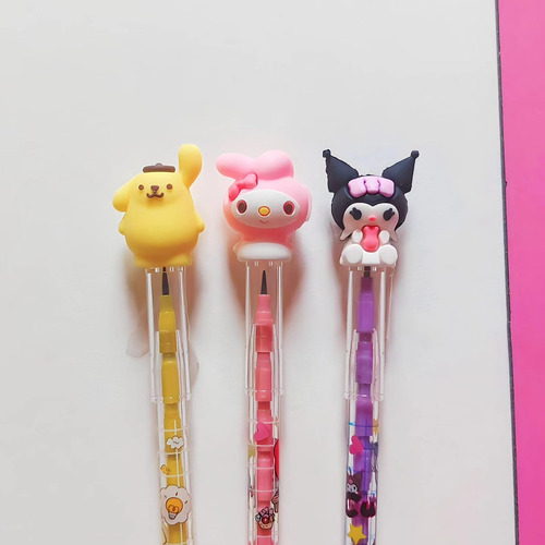 03 Lapiseiras Troca A Ponta Sanrio My Melody Kuromi Pompom