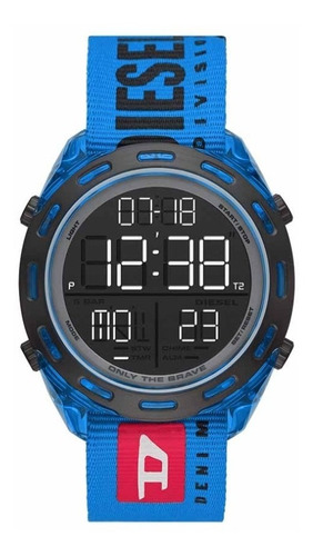 Diesel Crusher Quartz Digital Men's Watch Dz1944 Color de la correa Azul Color del fondo Negro