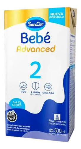 Sancor Bebe Advanced Etapa 2 Líquida 500ml Brick 6a12m - 1 Unidad