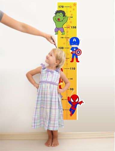 Adesivo Infantil Régua Crescimento Meninos Super Herois Cut