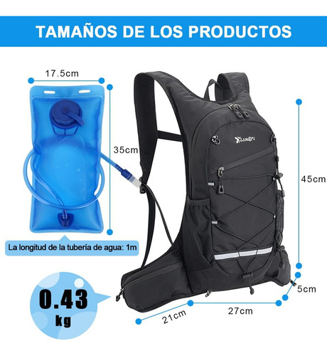 Mochila Hidratación Deportiva Con Bolsa De Agua 2l Mochila