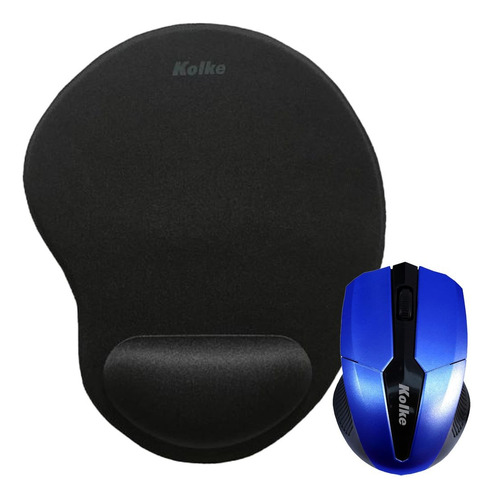 Combo Kit Mouse Inalambrico Y Pad Apoya Muñeca Oficina Pc