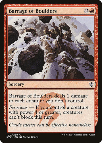 Carta Mtg Barrage Of Boulders X 4 Playset Khans Of Tarkir