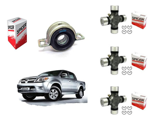 Kit Centro De Cardan + 3 Crucetas Toyota Hillux 05/15 Spicer