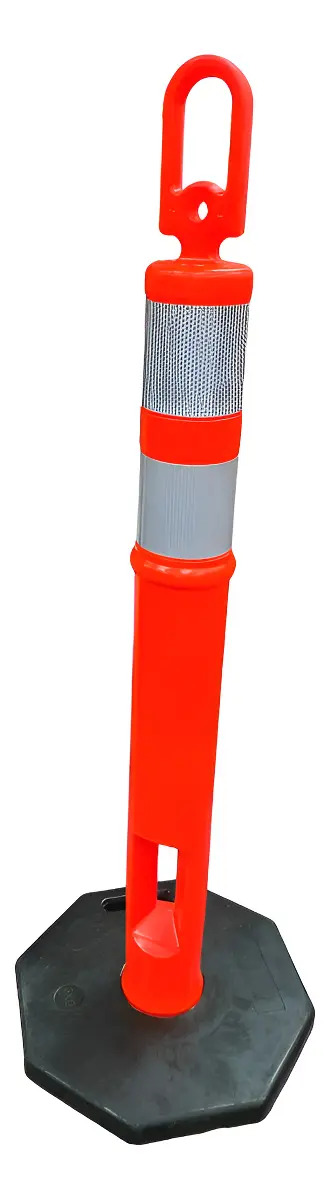 Poste Delimitador 110cm De Polietileno / Caucho, Reflejante Naranja