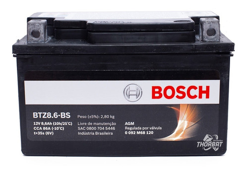 Bateria Suzuki 1000 Gsx-r1000 12v 8.6ah Bosch Btz8.6-bs 