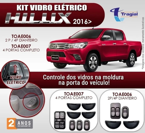 Kit Vidro Hilux 2019 Cabine Simples + Trava Tragial