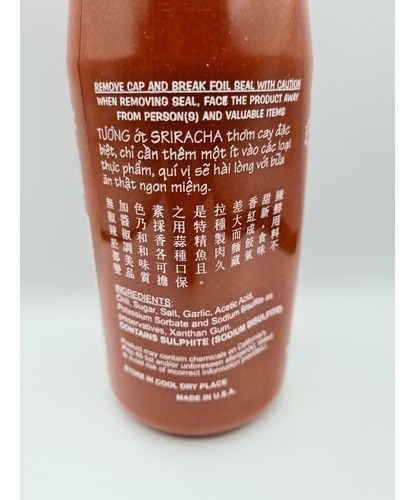 Salsa Sriracha Picante 793g Caja Con 12 Piezas