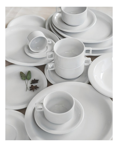 Conjunto De Prato Raso 26 cm 12 Pçs Porcelana Branca Schmidt