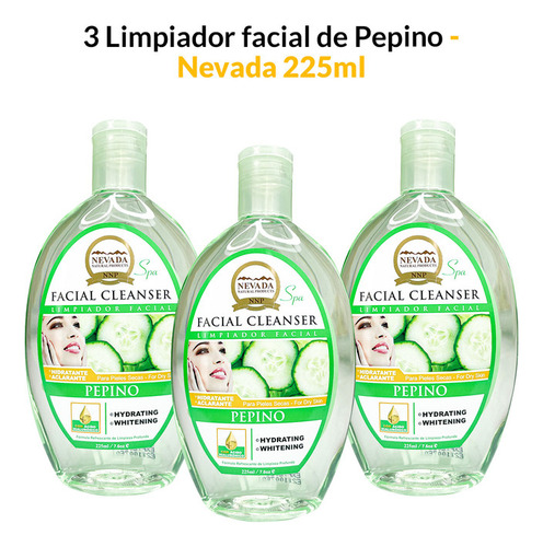 3 Limpiador Facial De Pepino 225ml - Nevada