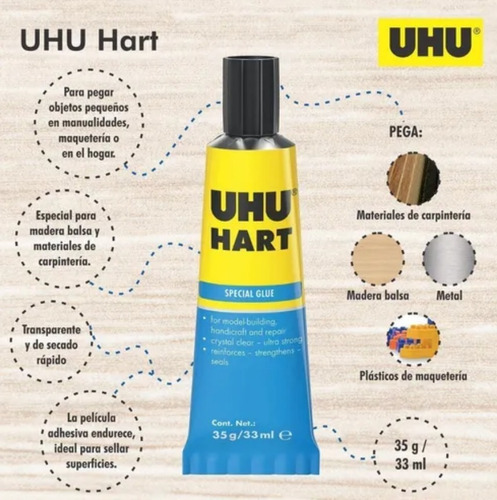 Pegamento Uhu Hart 33 Ml Con Boquilla Made In Germany