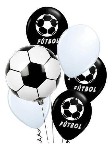 Globos Balón Fútbol × 6 Para Cotillón Cumpleaños Fiestas 