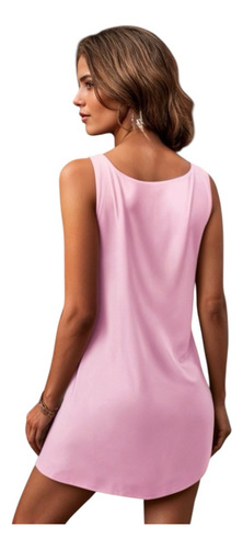 Vestido Casual Básico Corto Cuello Redondo Sin Mangas #224