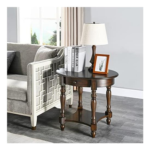Moderion Oval Table Con Cajón, Mesa Lateral De Sofá De Con X