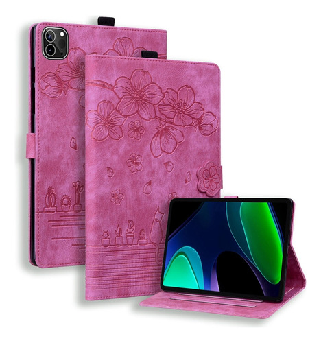 Funda De Piel De Gato Rosa Roja Para Xiaomi Pad 6/6 Pro