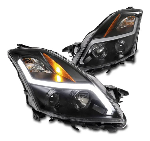 Nissan Altima Sedan 2007 - 2009 Juego Faros Tubo Led Negros