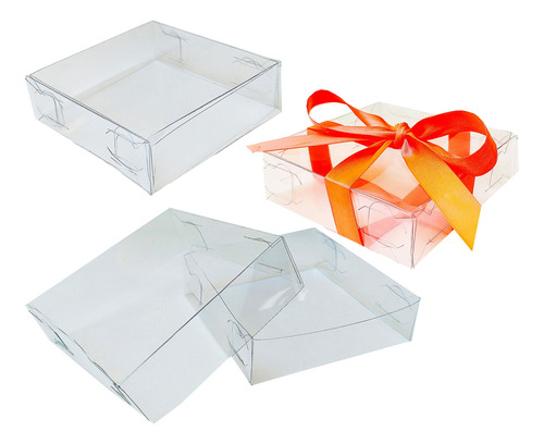 100 Cajas Acetato Transparente 9x9x3 Cm Mod 1824 Transparent Todo Transparente