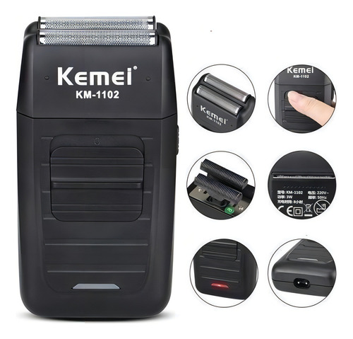 Kemei Profissional 5026 + Kemei 1102 Elétricas Sem Fio