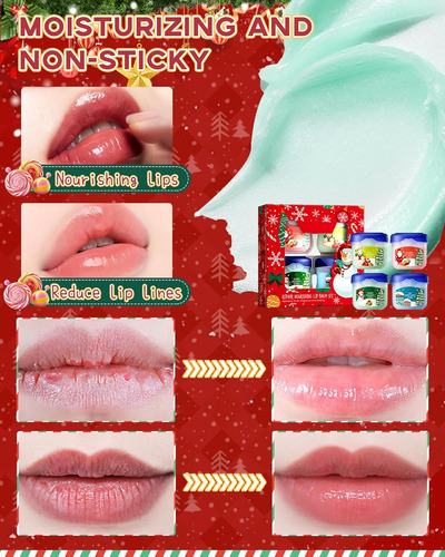 Juego De Bálsamo Labial De Navidad, 4 Piezas De Humectante L