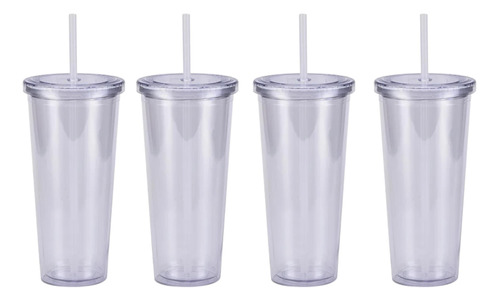 Set De 4 Vasos De Doble Pared De Plástico De Acrilico Termo