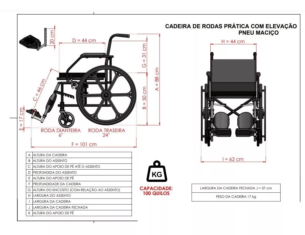 Terceira imagem para pesquisa de cadeira de rodas dobravel