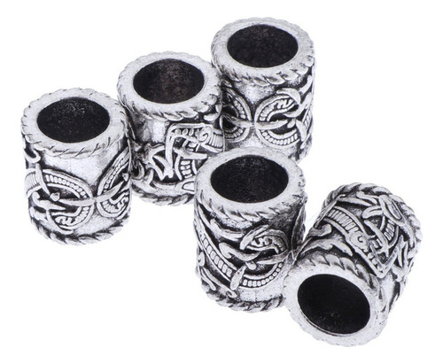 5x Norse Viking Dragons Rune Beads Cabello Barba Pulsera