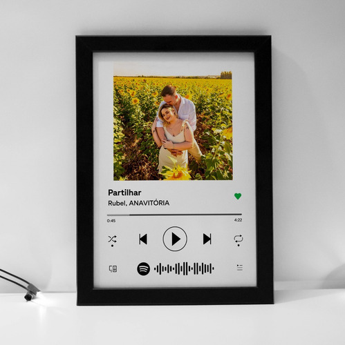 Imagem 3 de 7 de Quadro Interativo Música Spotify Com Moldura E Vidro