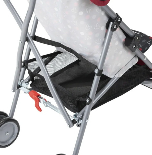Carriola De Baston Disney Mickey Mouse Sombra Y Canasta *sk Color Negro Chasis Gris Con Negro