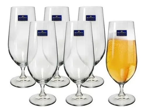 Taça Cerveja Chop Cristal Bohemia 380ml Jogo 6 Unid Cor Transpare...