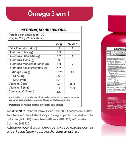 Omg 3 Em 1 - Omg, Coq10 E Vitd Sem Sabor