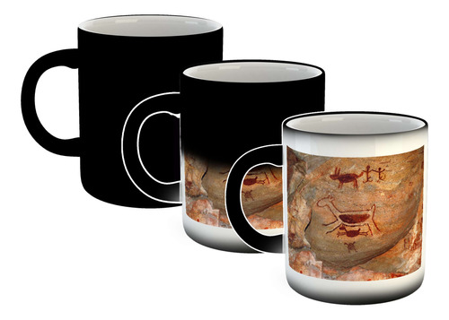 Taza Magica Pinturas Rupestres Dibujo Hombre Lanza