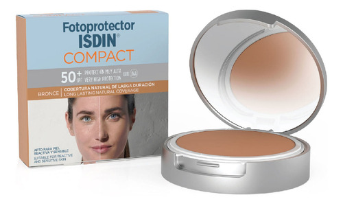 Fotoprotector Isdin Compacto Cremoso Oil Free Spf 50 Protector Solar Matificante Pieles Grasas Tonos Bronce / Dorado