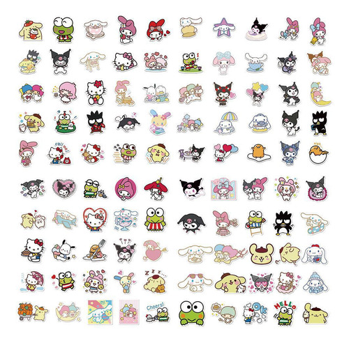 Kuromi Sanrio 100 Calcomanias Stickers Pvc Hello Kitty