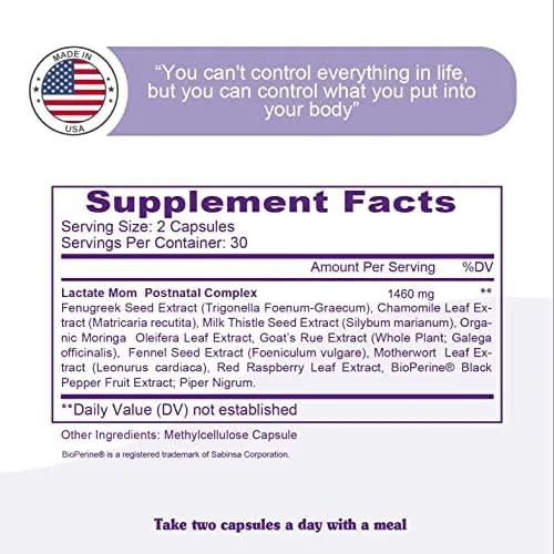 You're Natural Lactate Mom Vitaminas De Apoyo Posparto Para Lactancia Materna 60 Cápsulas Vegetarianas