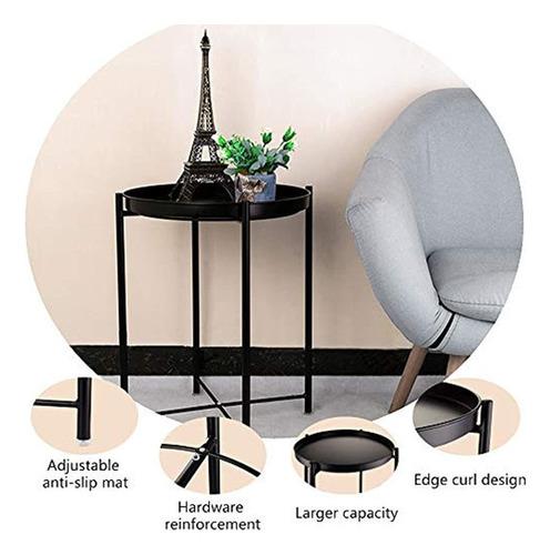 Eknitey Mesa Auxiliar, Mesa Auxiliar Plegable De Metal, Mesa