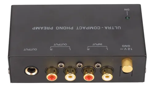 Preamplificador Phono RCA – Amplificador Estéreo Con Control De Nivel Y Adaptador 12V Para Tocadiscos (Negro)